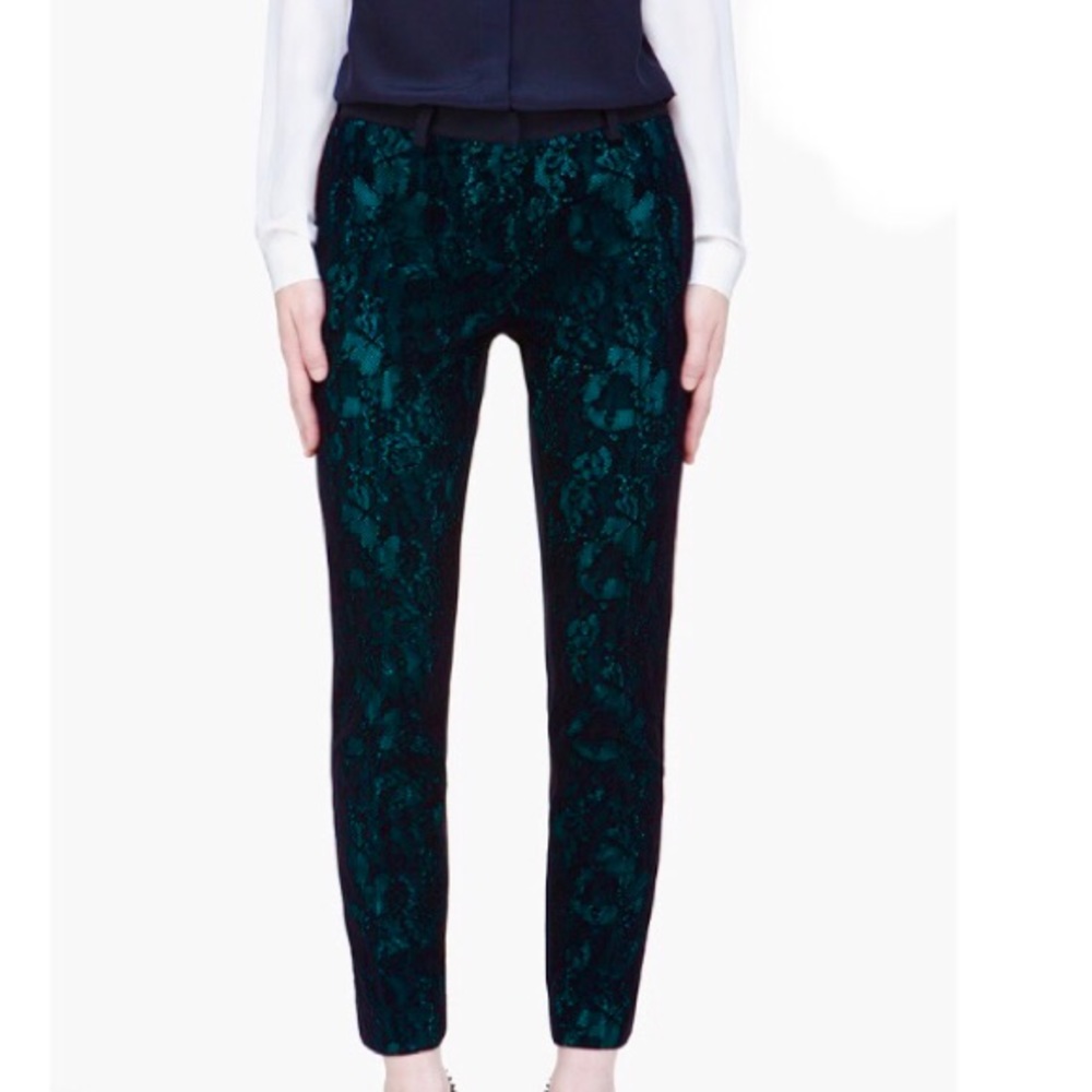 Vanessa Bruno Moustique Black Lace and Emerald Green Trousers Pants Size 0